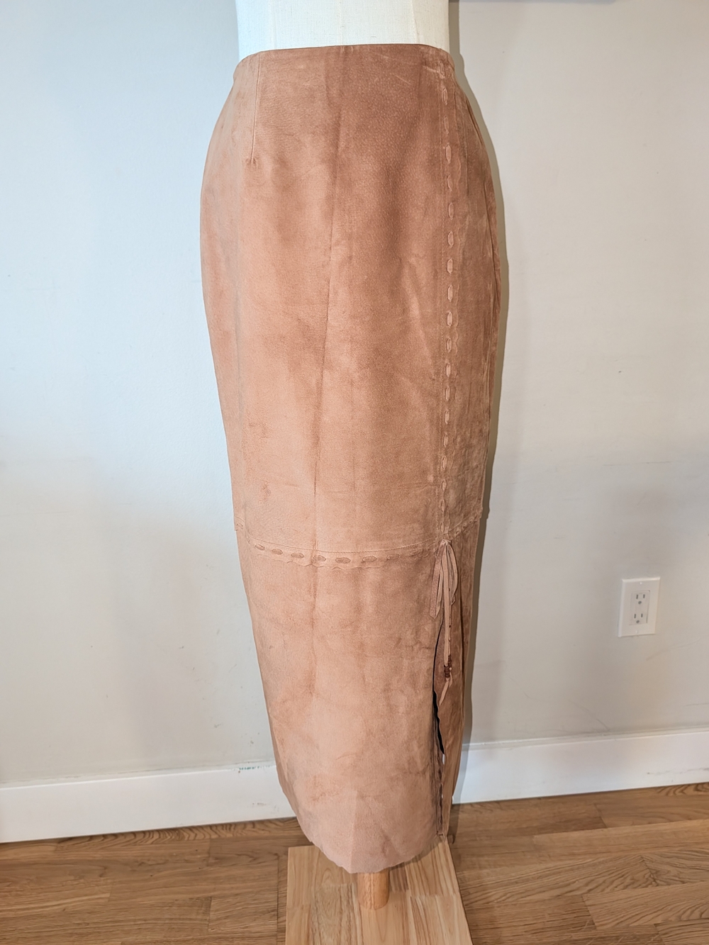 Danier Tan Suede Midi Pencil Skirt
